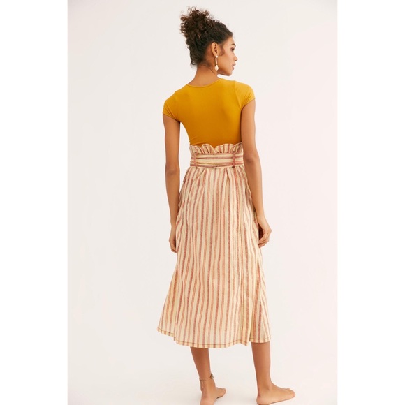 Free People One Natalia Striped Midi Belted Skirt - Picture 4 of 8
